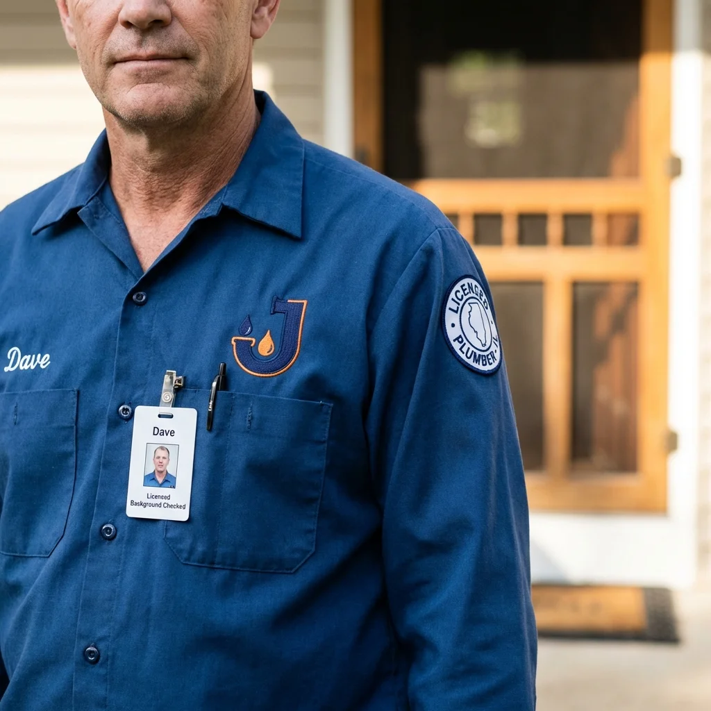 Licensed plumber showing ID badge in Yaphank, NY