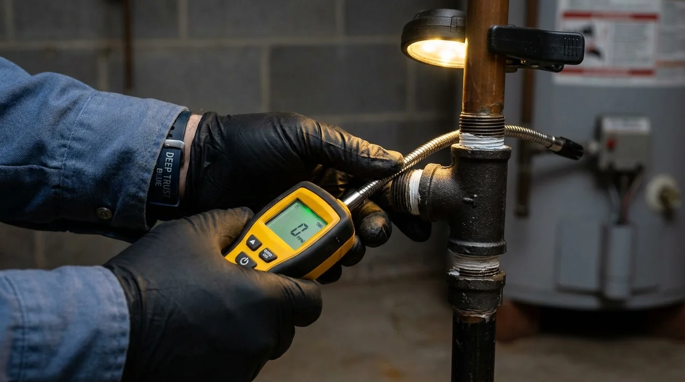 Gas leak detection with electronic sniffer by Johns Plumbing LLC in Yaphank